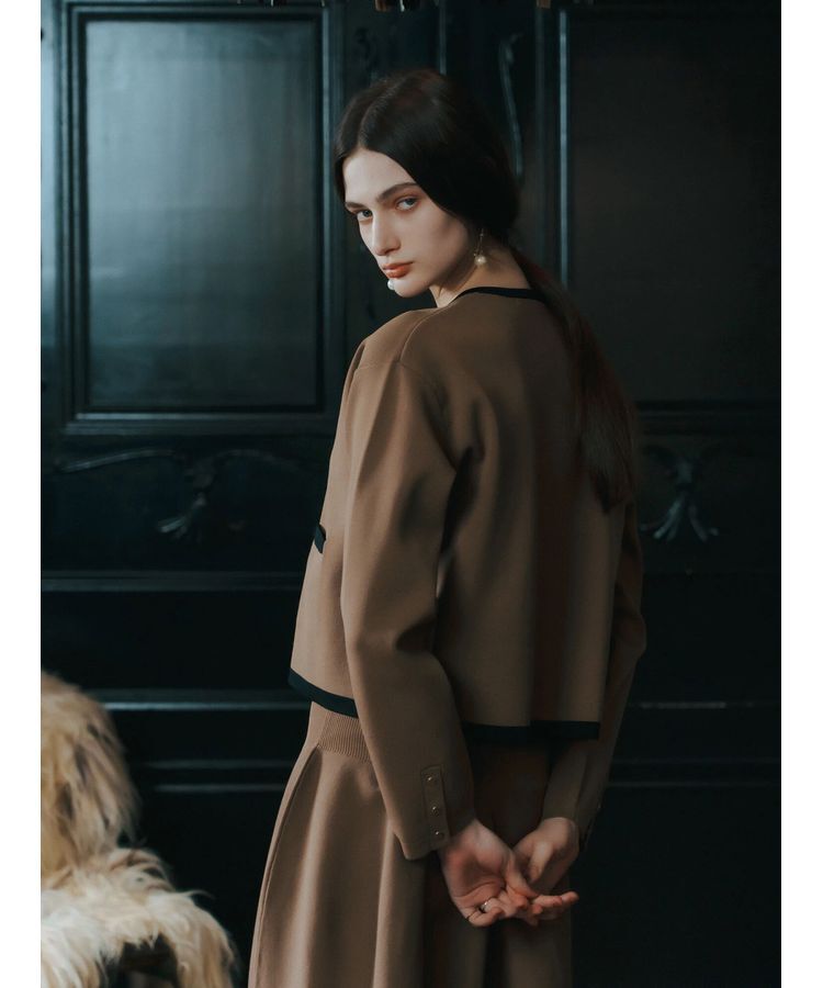 YECCA VECCA「配色トリミングニットジャケット」|カーディガン|