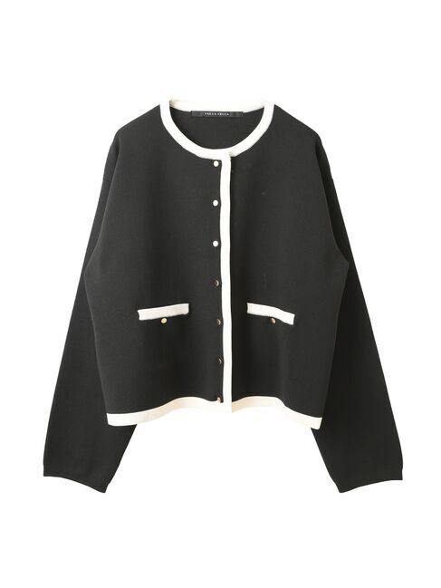YECCA VECCA「配色トリミングニットジャケット」|カーディガン|