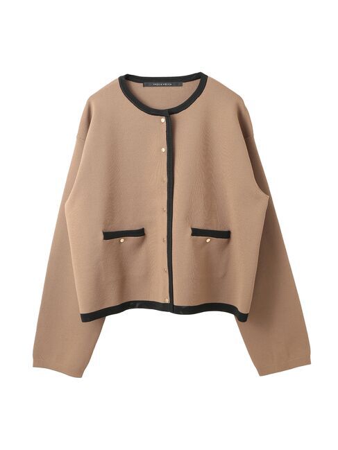 YECCA VECCA「配色トリミングニットジャケット」|カーディガン|
