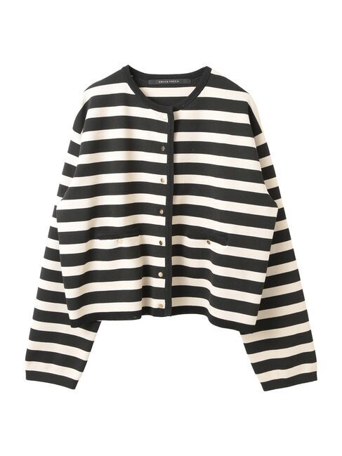 YECCA VECCA「配色トリミングニットジャケット」|カーディガン|