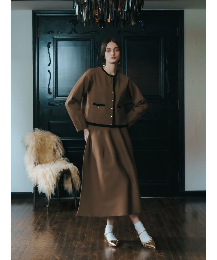 YECCA VECCA「配色トリミングニットジャケット」|カーディガン|