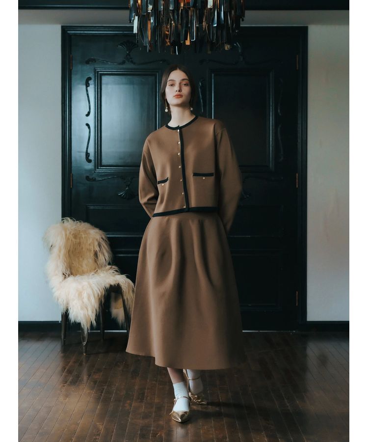 YECCA VECCA「配色トリミングニットジャケット」|カーディガン|