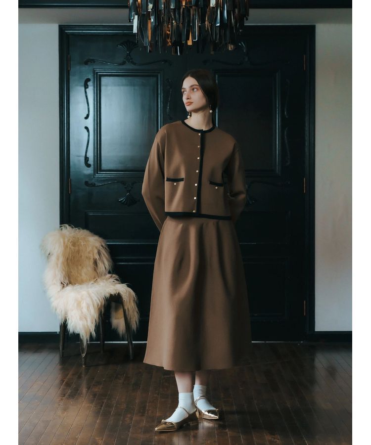 YECCA VECCA「配色トリミングニットジャケット」|カーディガン|