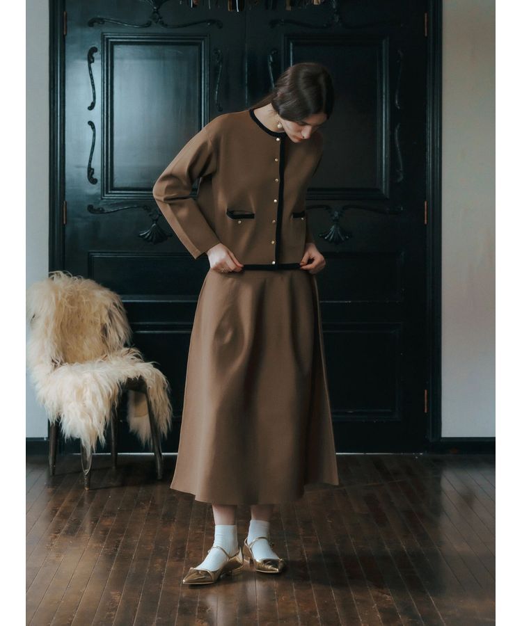 YECCA VECCA「配色トリミングニットジャケット」|カーディガン|