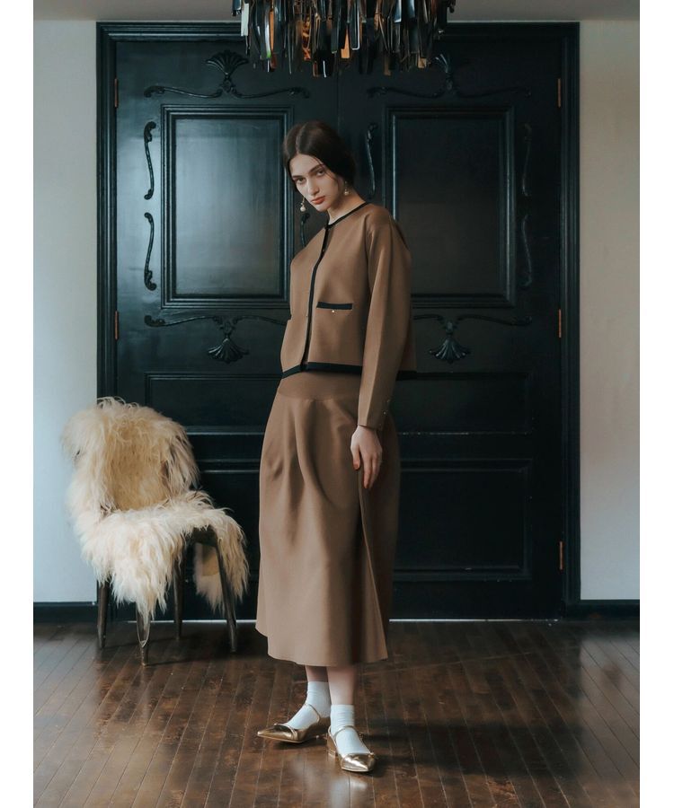 YECCA VECCA「配色トリミングニットジャケット」|カーディガン|