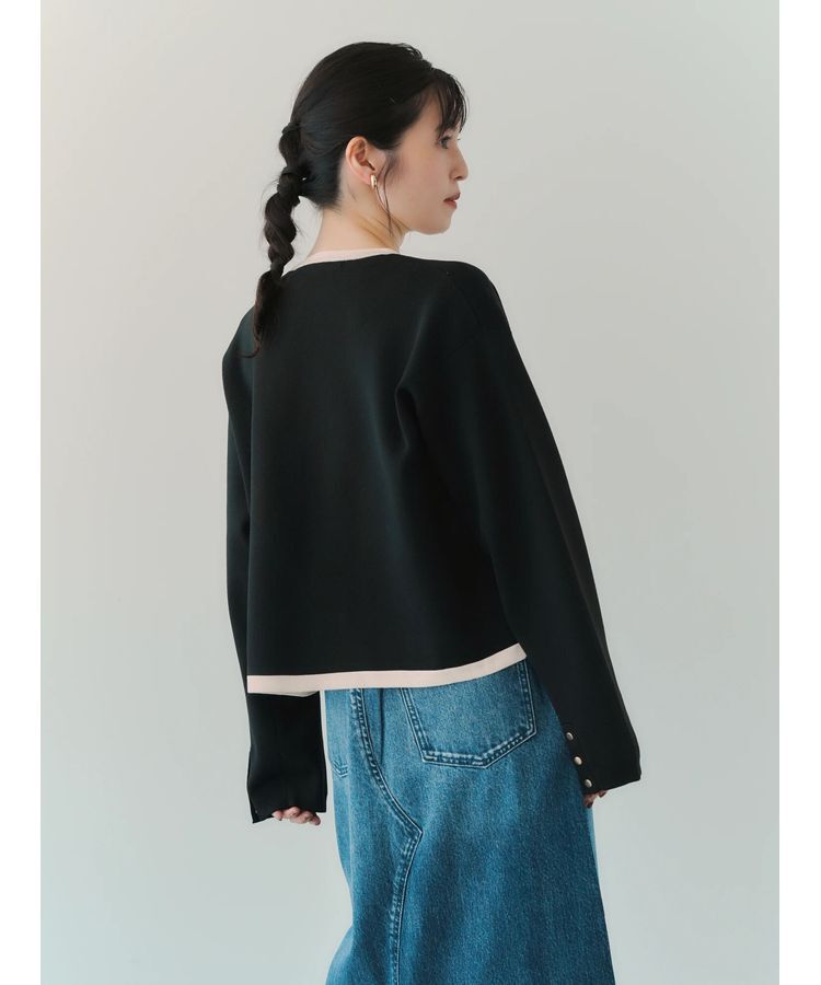 YECCA VECCA「配色トリミングニットジャケット」|カーディガン|