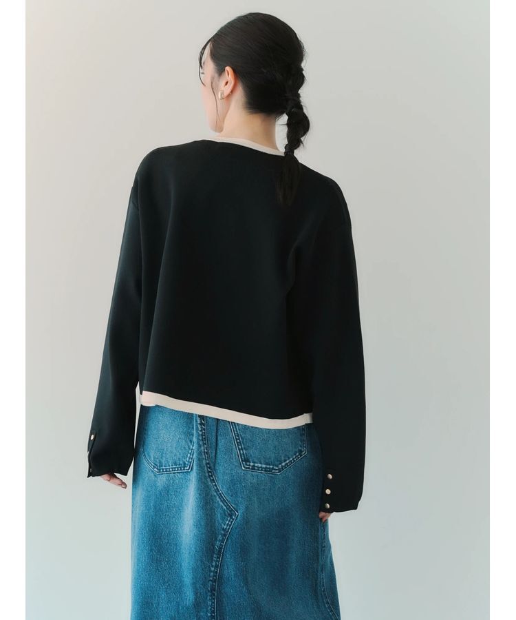 YECCA VECCA「配色トリミングニットジャケット」|カーディガン|