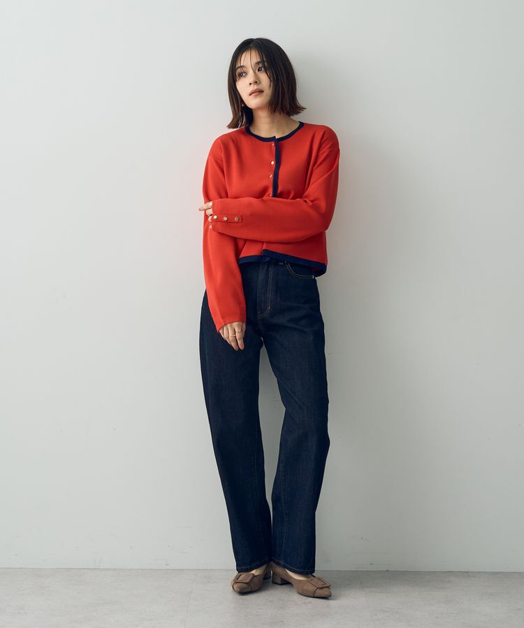 YECCA VECCA「配色トリミングニットジャケット」|カーディガン|