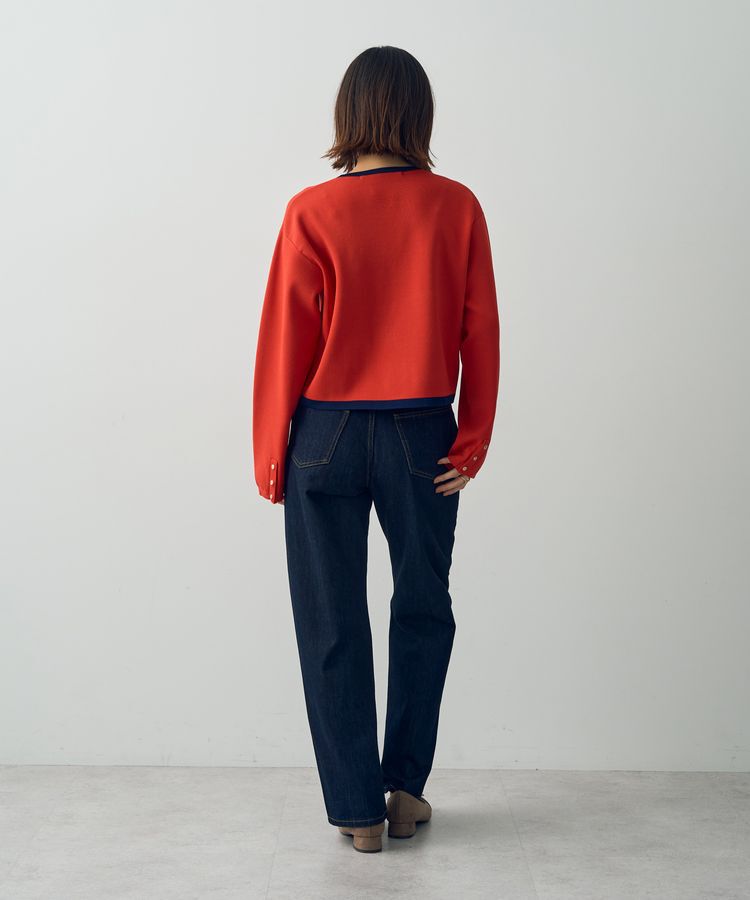 YECCA VECCA「配色トリミングニットジャケット」|カーディガン|