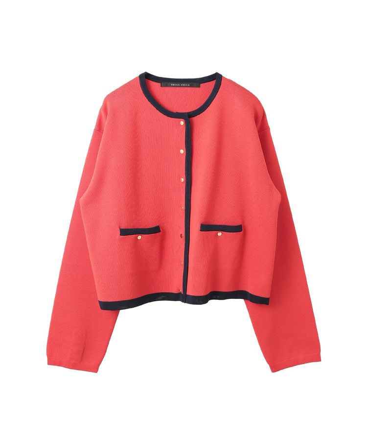 YECCA VECCA「配色トリミングニットジャケット」|カーディガン|