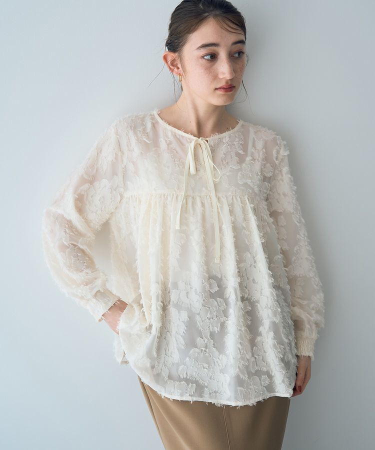 YECCA VECCA「2wayカットジャガードペプラムブラウス」|シャツ・ブラウス|