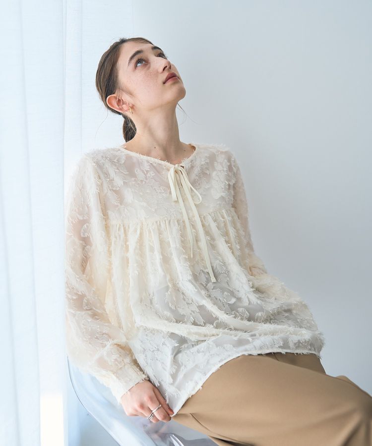 YECCA VECCA「2wayカットジャガードペプラムブラウス」|シャツ・ブラウス|