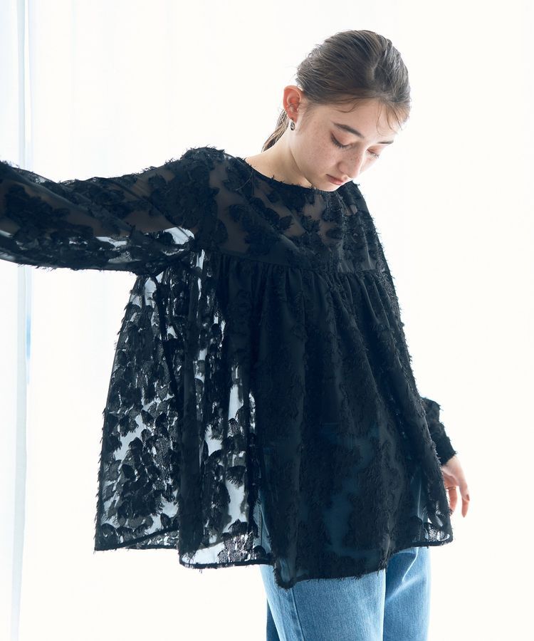 YECCA VECCA「2wayカットジャガードペプラムブラウス」|シャツ・ブラウス|Black