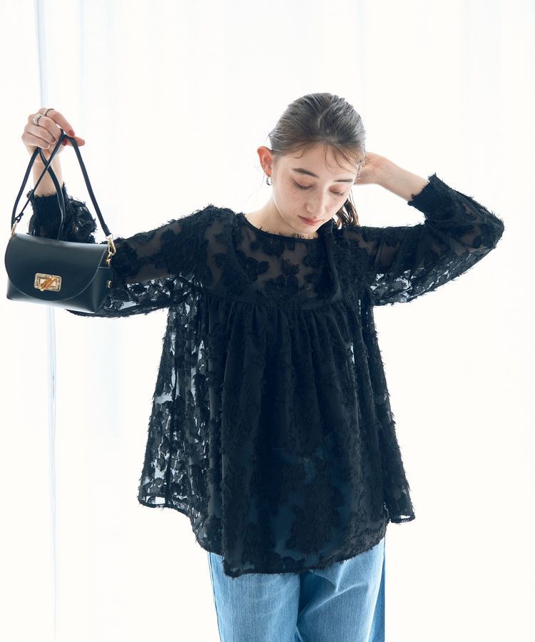 YECCA VECCA「2wayカットジャガードペプラムブラウス」|シャツ・ブラウス|