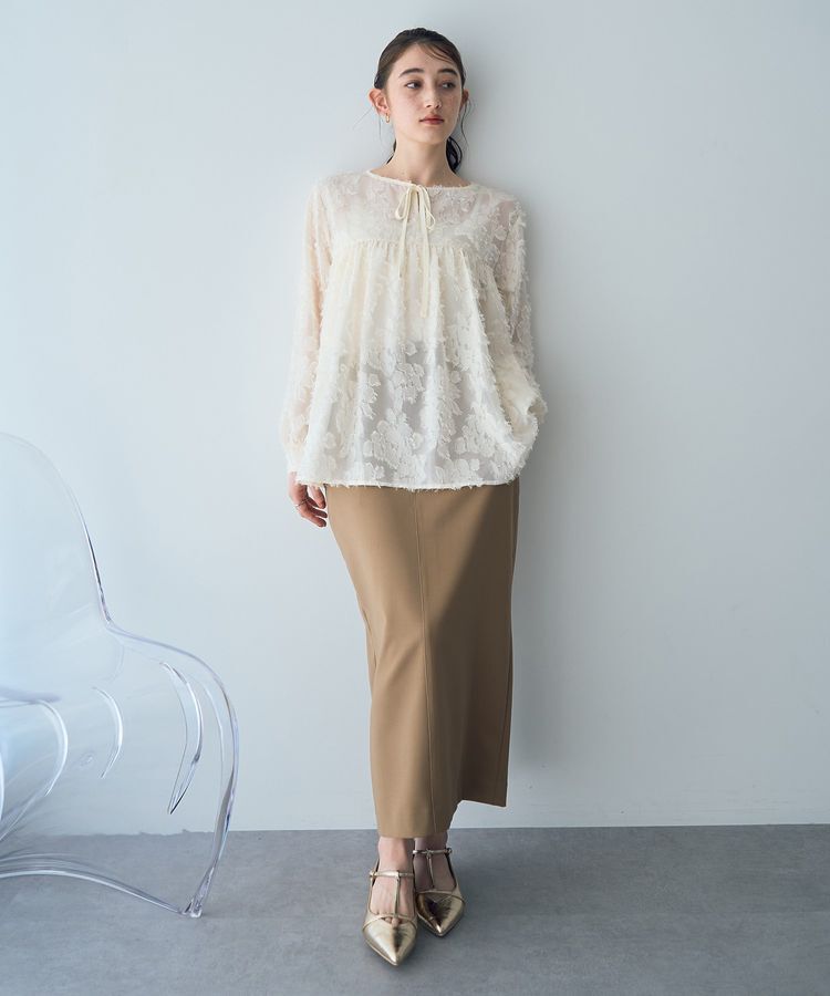 YECCA VECCA「2wayカットジャガードペプラムブラウス」|シャツ・ブラウス|