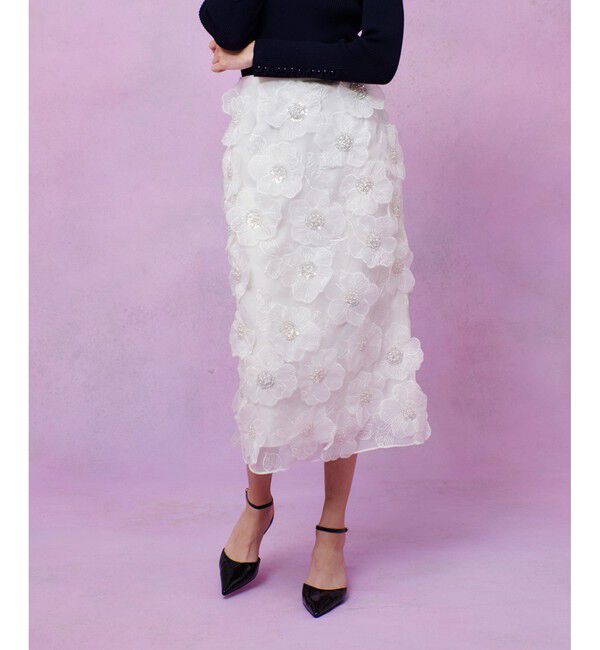 LOULOU WILLOUGHBY「【LOULOU WILLOUGHBY】オーガンフラワータイトスカート」|タイト|