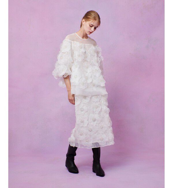 LOULOU WILLOUGHBY「【LOULOU WILLOUGHBY】オーガンフラワータイトスカート」|タイト|