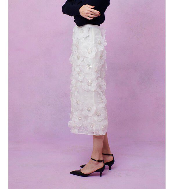 LOULOU WILLOUGHBY「【LOULOU WILLOUGHBY】オーガンフラワータイトスカート」|タイト|