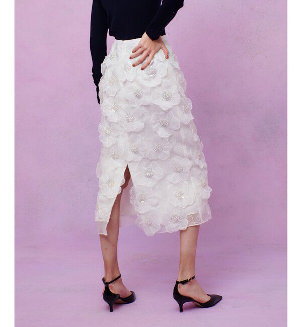 LOULOU WILLOUGHBY「【LOULOU WILLOUGHBY】オーガンフラワータイトスカート」|タイト|