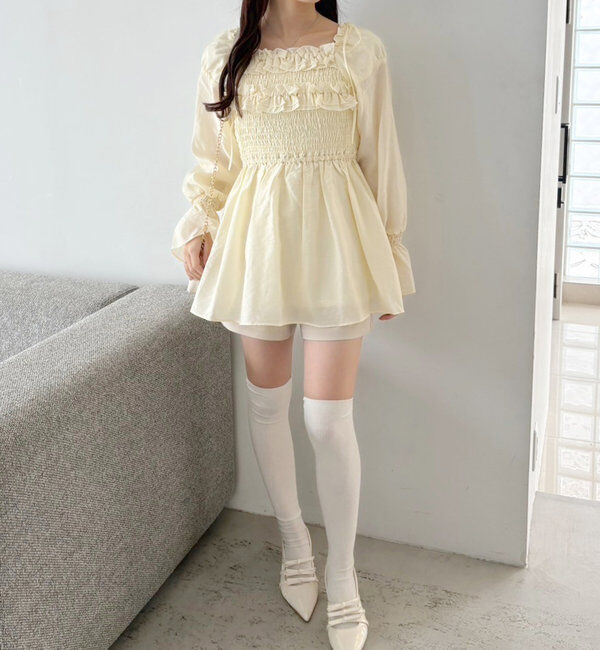  「シャーリングチュニックブラウス」|シャツ・ブラウス|