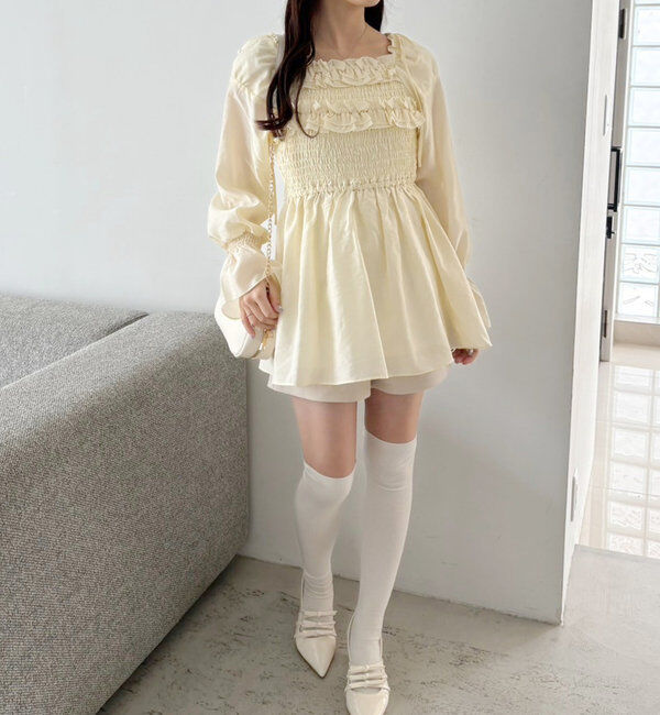  「シャーリングチュニックブラウス」|シャツ・ブラウス|