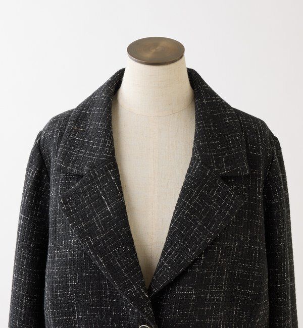  「【premiumorder】サイドベルトツイードショートジャケット」|ダウンベスト・ベスト|