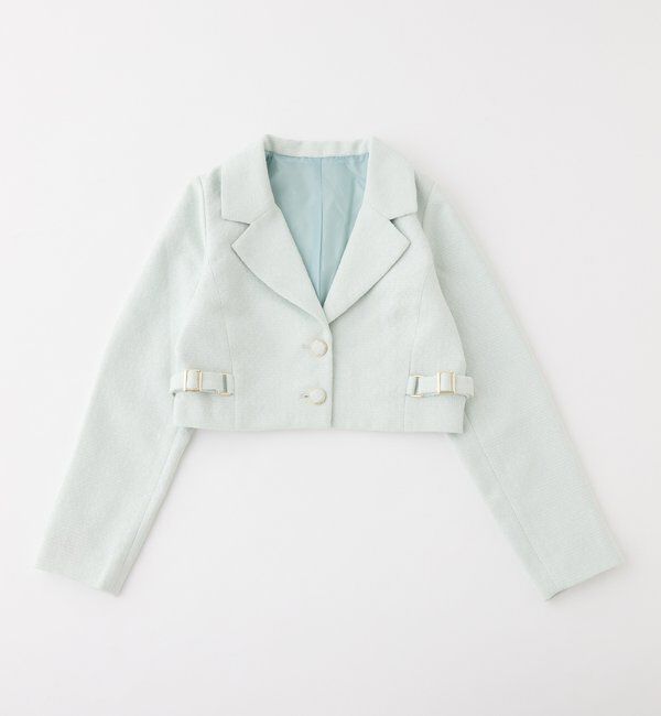  「【premiumorder】サイドベルトツイードショートジャケット」|ダウンベスト・ベスト|ミント