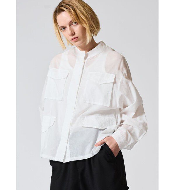 mizuiro ind「mizuiro ind シアーミリタリーシャツ」|シャツ・ブラウス|