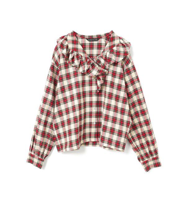 mizuiro ind「mizuiro ind チェックフリルカラーシャツ」|シャツ・ブラウス|