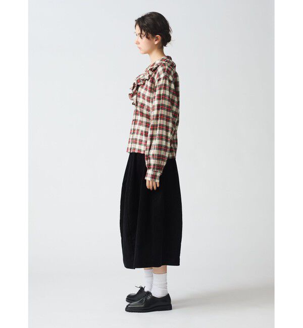 mizuiro ind「mizuiro ind チェックフリルカラーシャツ」|シャツ・ブラウス|