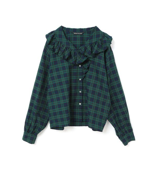 mizuiro ind「mizuiro ind チェックフリルカラーシャツ」|シャツ・ブラウス|ブラックウォッチ