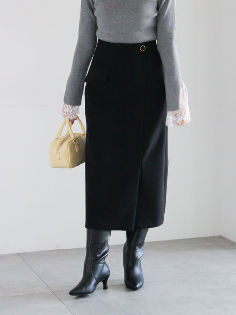 Te chichi「メルトンジャージートラペーズスカート」|スカート|ブラック