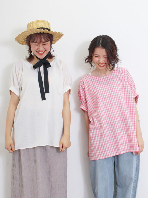 Samansa Mos2「袖口ギャザーTブラウス」|シャツ・ブラウス|