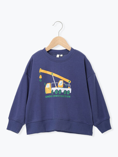 Samansa Mos2 Lagom「働く車プリントトレーナー」|Tシャツ・カットソー|ネイビー