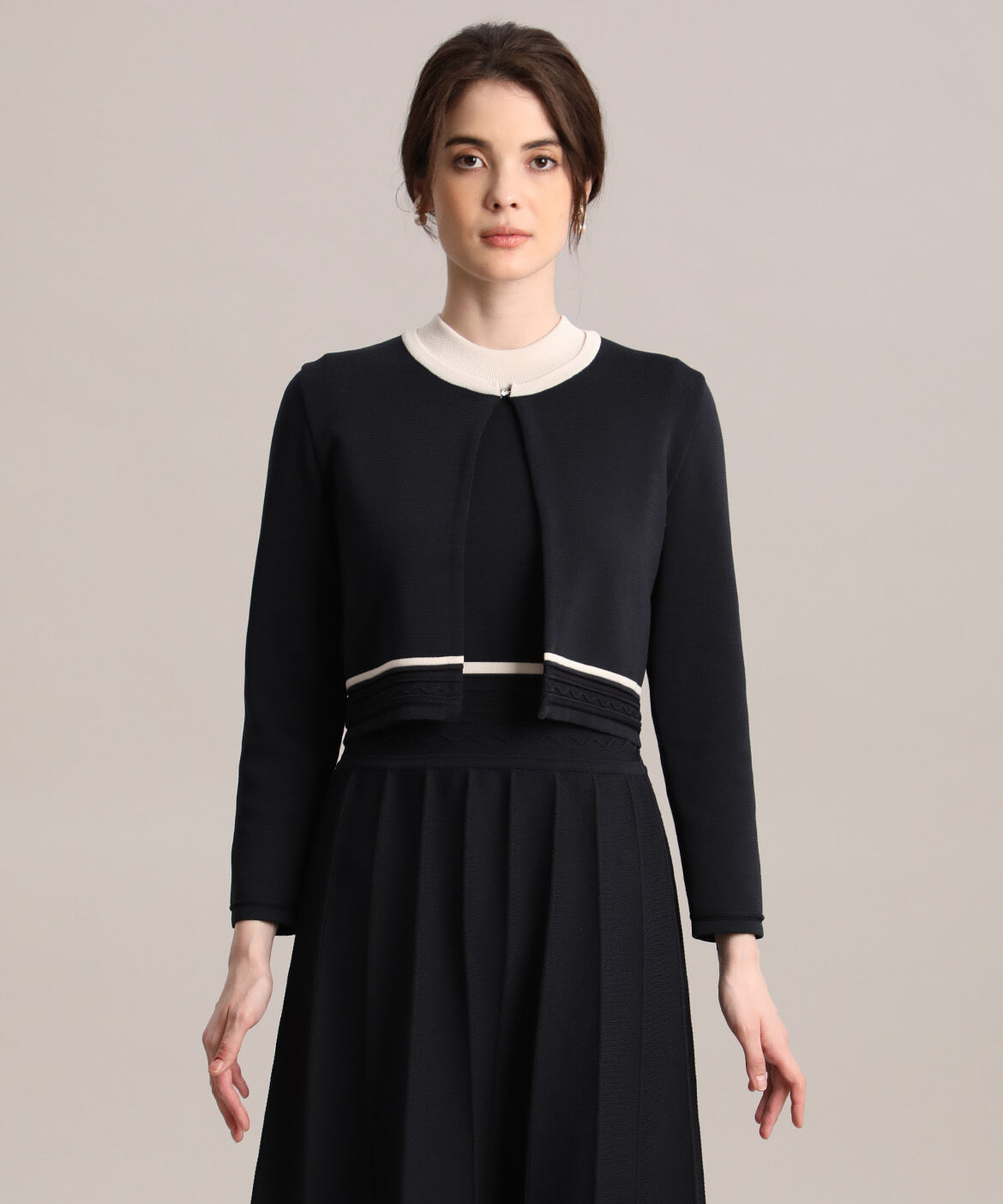 Maglie le cassetto「《大きいサイズ》バイカラーボレロカーディガン《M Maglie le cassetto》」|カーディガン|