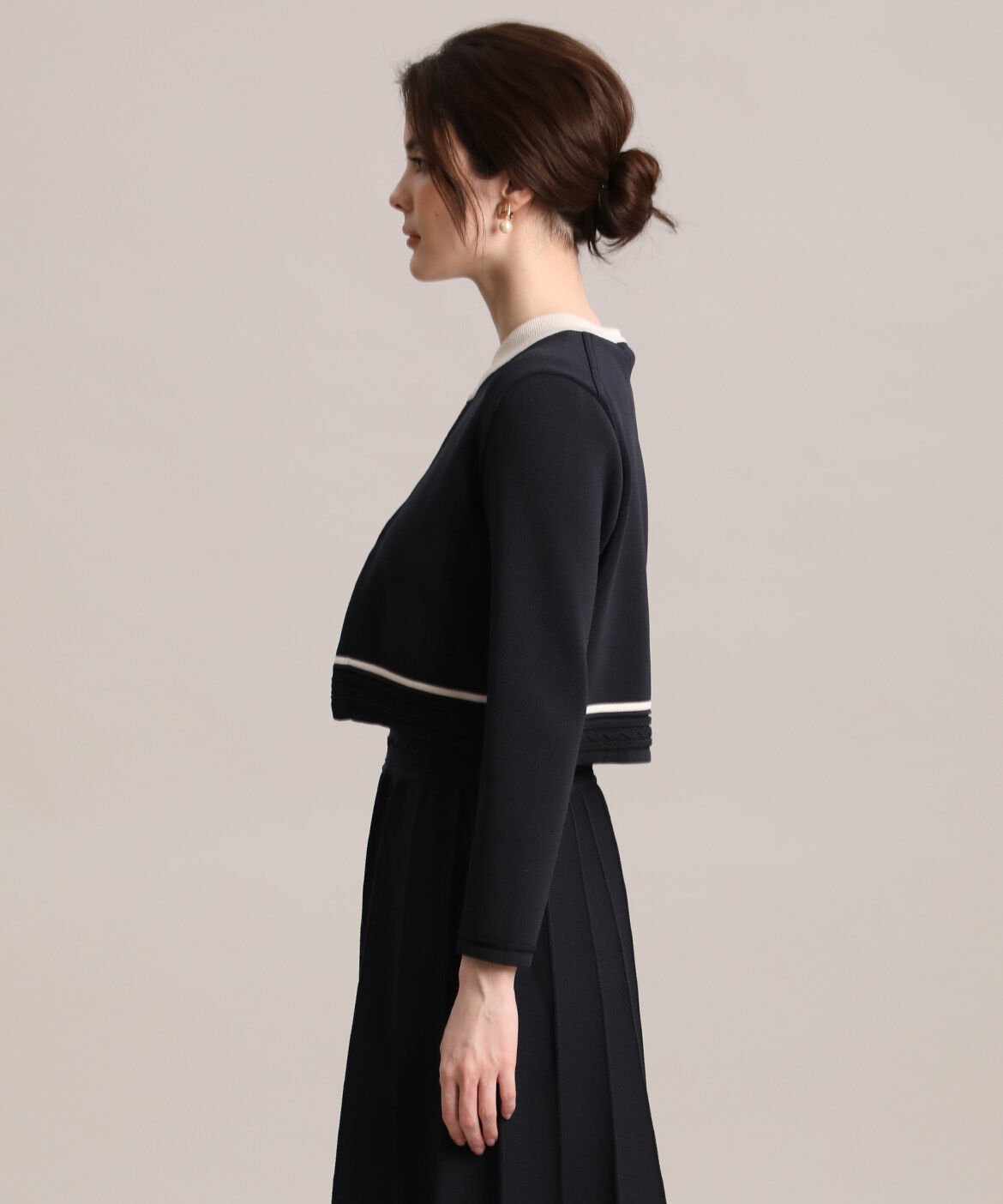 Maglie le cassetto「《大きいサイズ》バイカラーボレロカーディガン《M Maglie le cassetto》」|カーディガン|