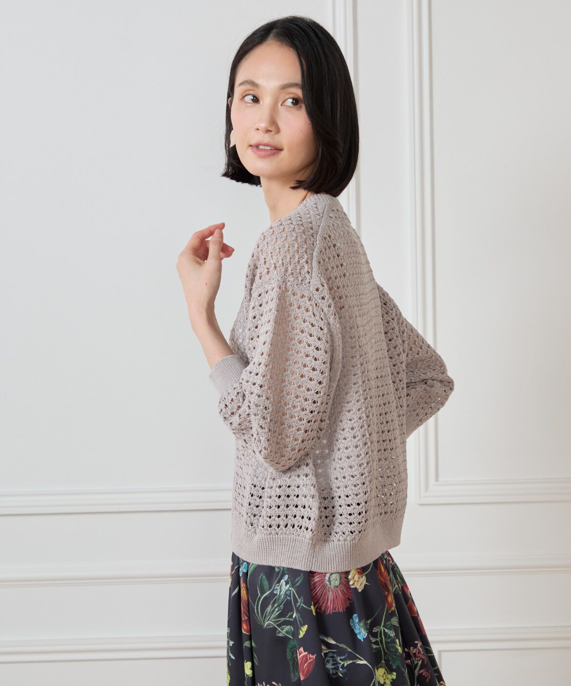 7-IDconcept.「透かし柄ジップアップカーディガン」|カーディガン|