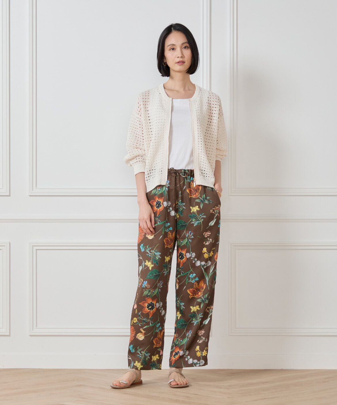 7-IDconcept.「透かし柄ジップアップカーディガン」|カーディガン|