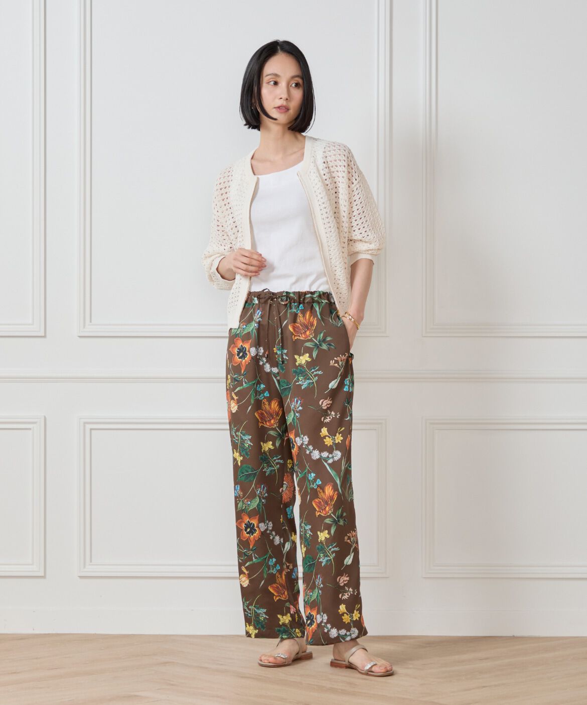 7-IDconcept.「透かし柄ジップアップカーディガン」|カーディガン|