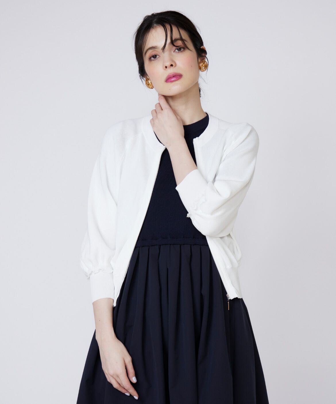 Maglie le cassetto「フリルスリーブジップカーディガン」|カーディガン|