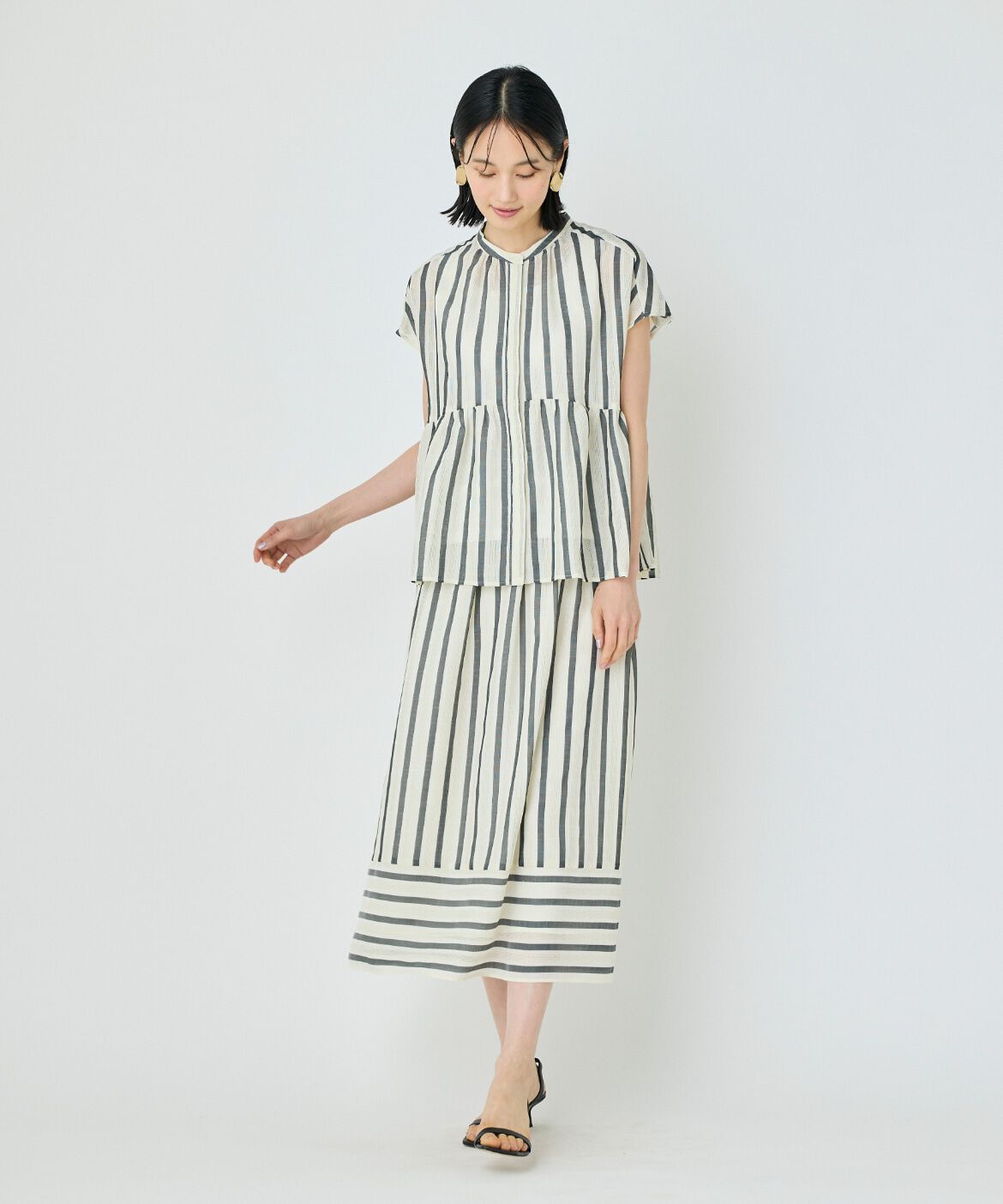 7-IDconcept.「カラミストライプブラウス」|シャツ・ブラウス|