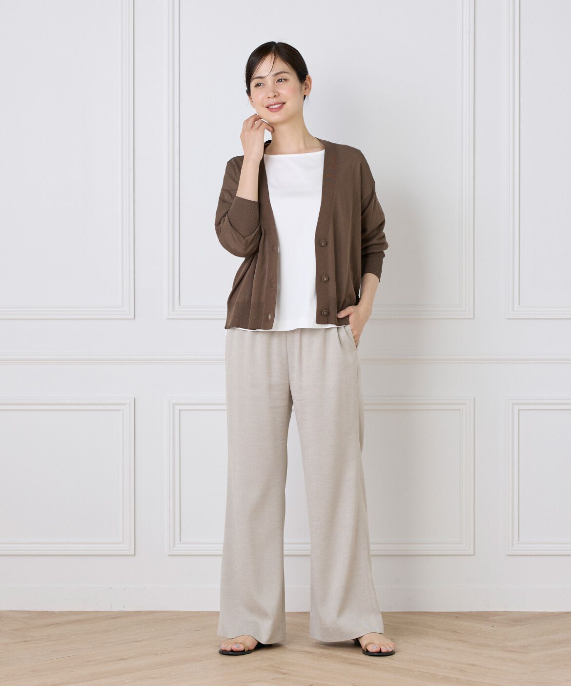 7-IDconcept.「コットンナイロンVネックカーディガン」|カーディガン|