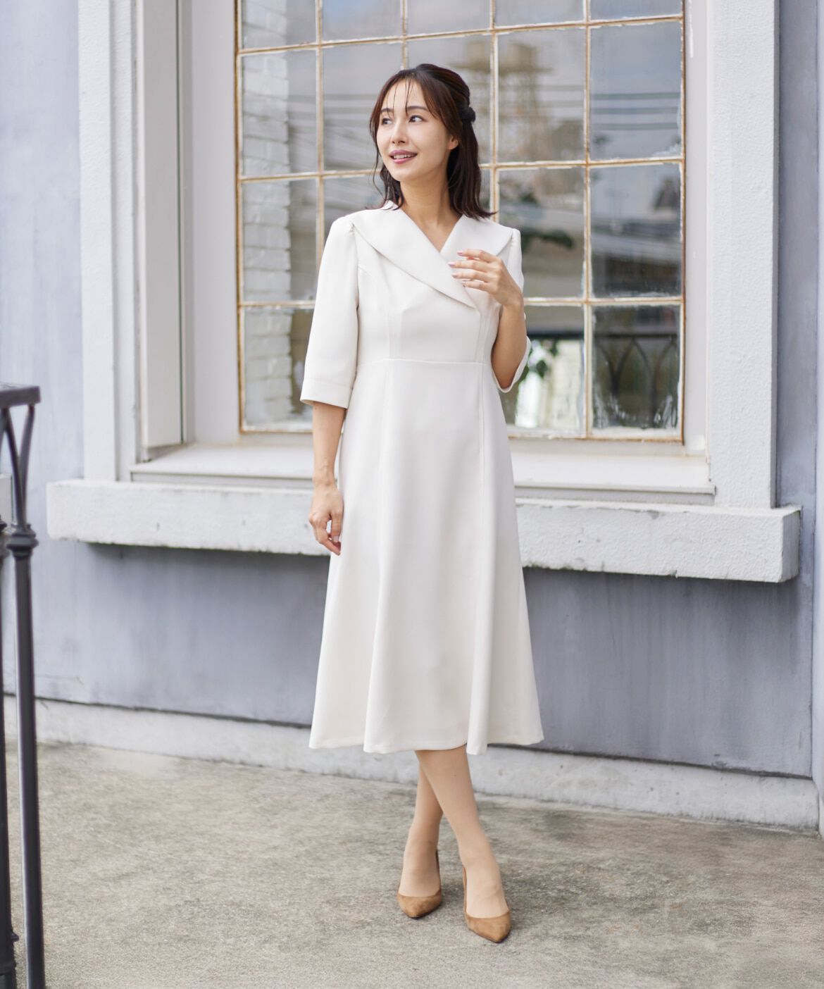 Maglie le cassetto「《M Maglie le cassetto》ショールカラーワンピース」|ワンピース|