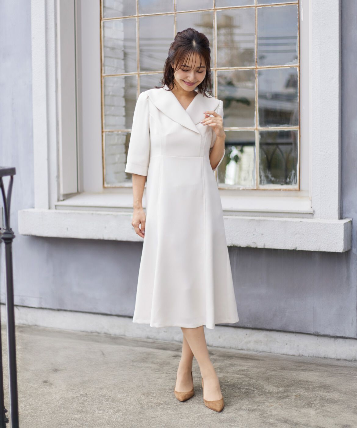 Maglie le cassetto「《M Maglie le cassetto》ショールカラーワンピース」|ワンピース|