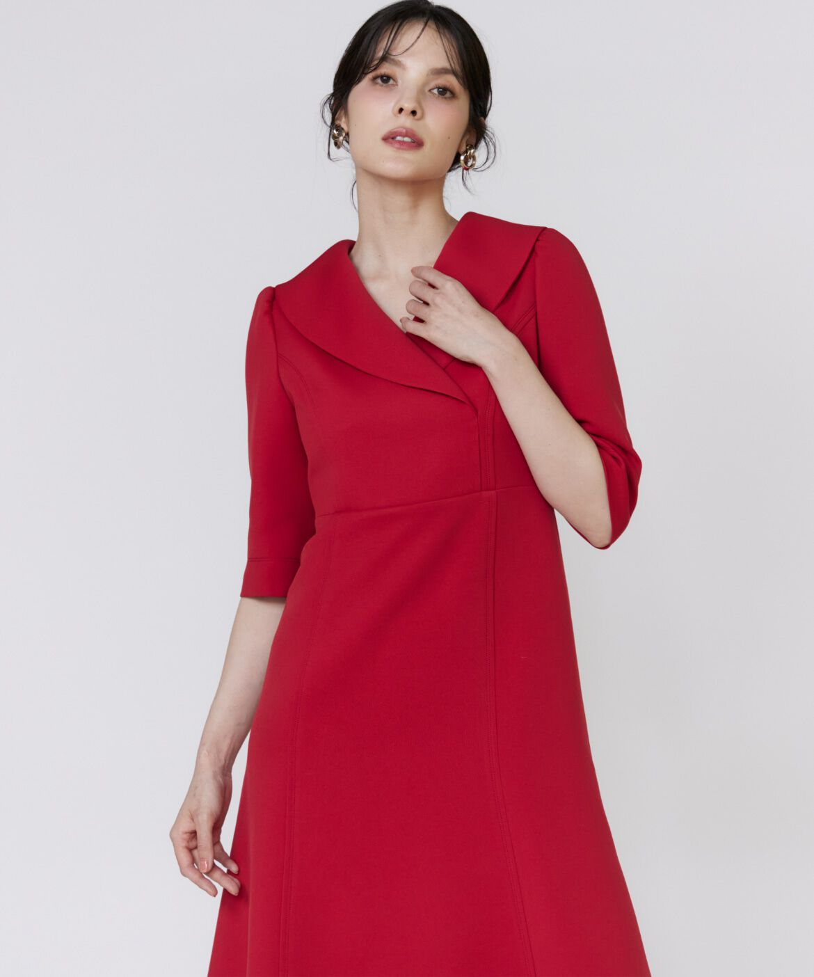 Maglie le cassetto「《M Maglie le cassetto》ショールカラーワンピース」|ワンピース|