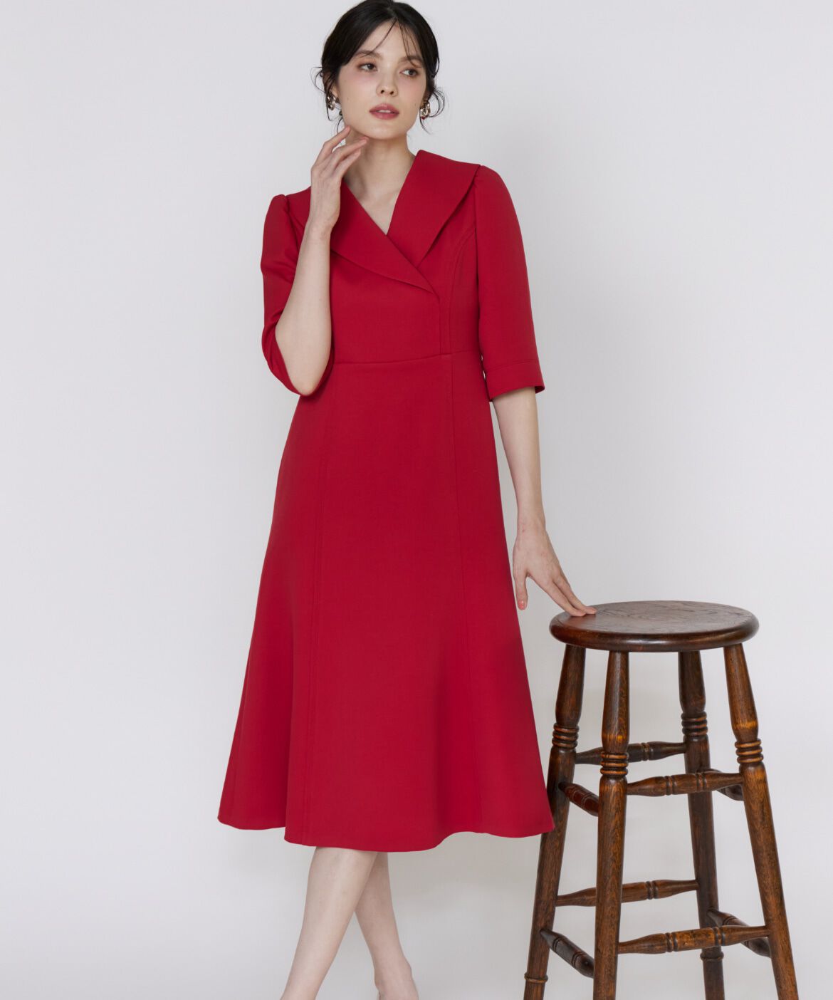 Maglie le cassetto「《M Maglie le cassetto》ショールカラーワンピース」|ワンピース|