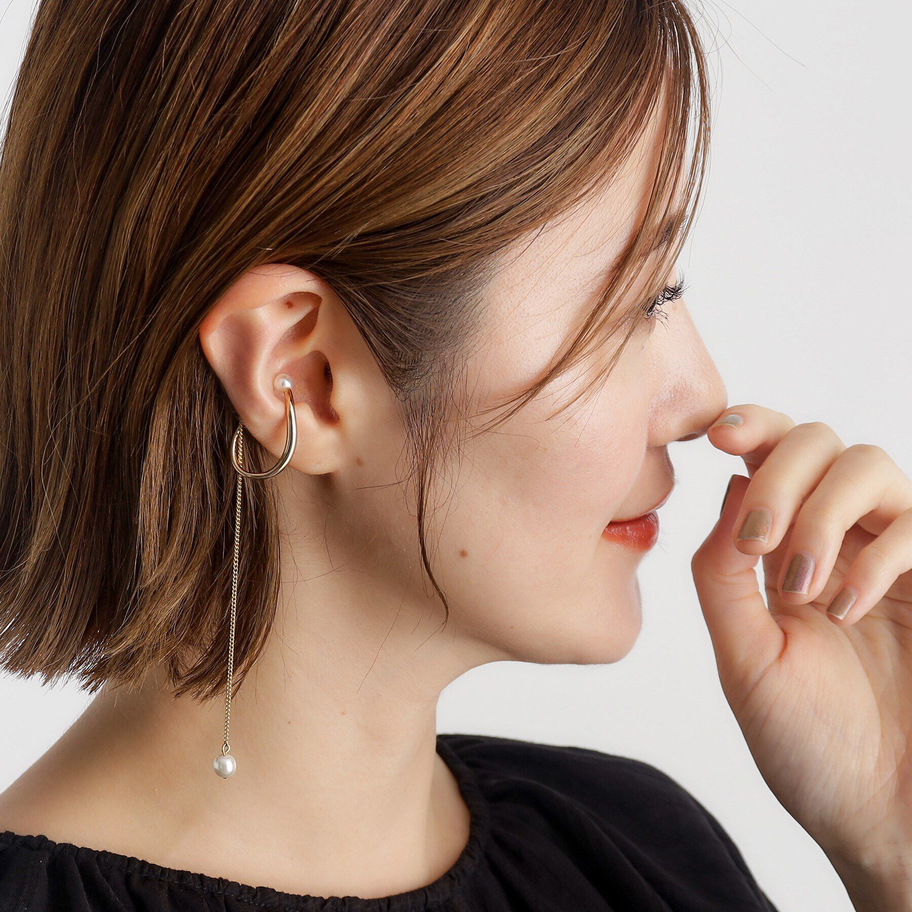 grove「ロングチェーンイヤカフ【2WAY】」|イヤリング|