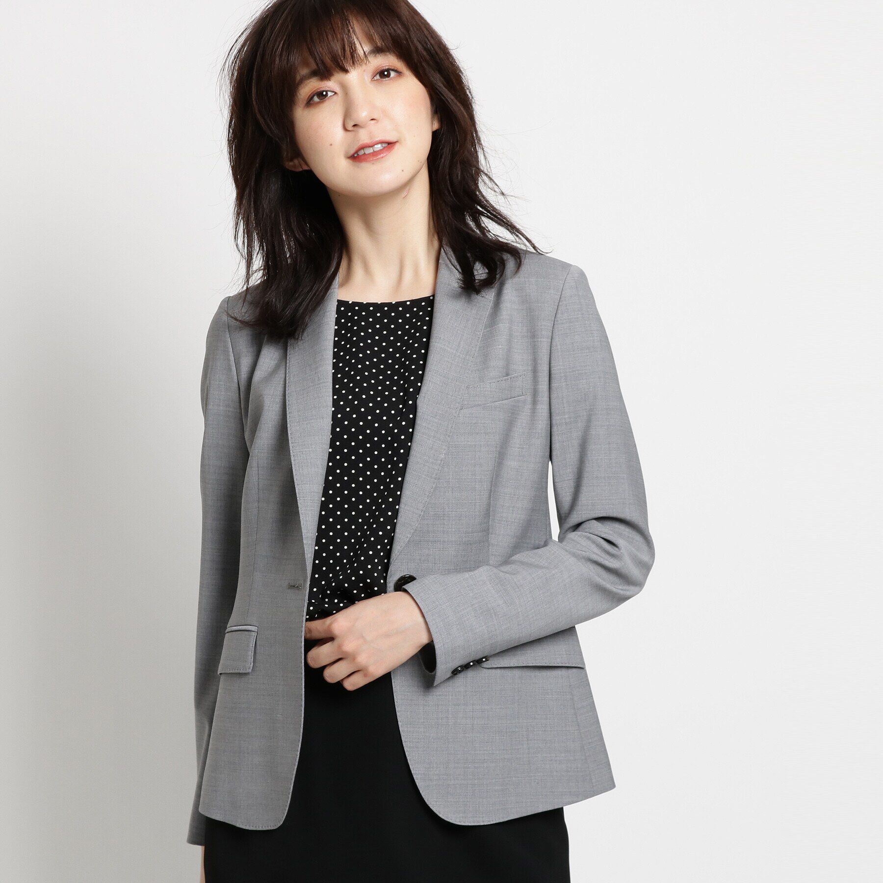 INDIVI「ストレッチワンボタンジャケット」|スーツ|