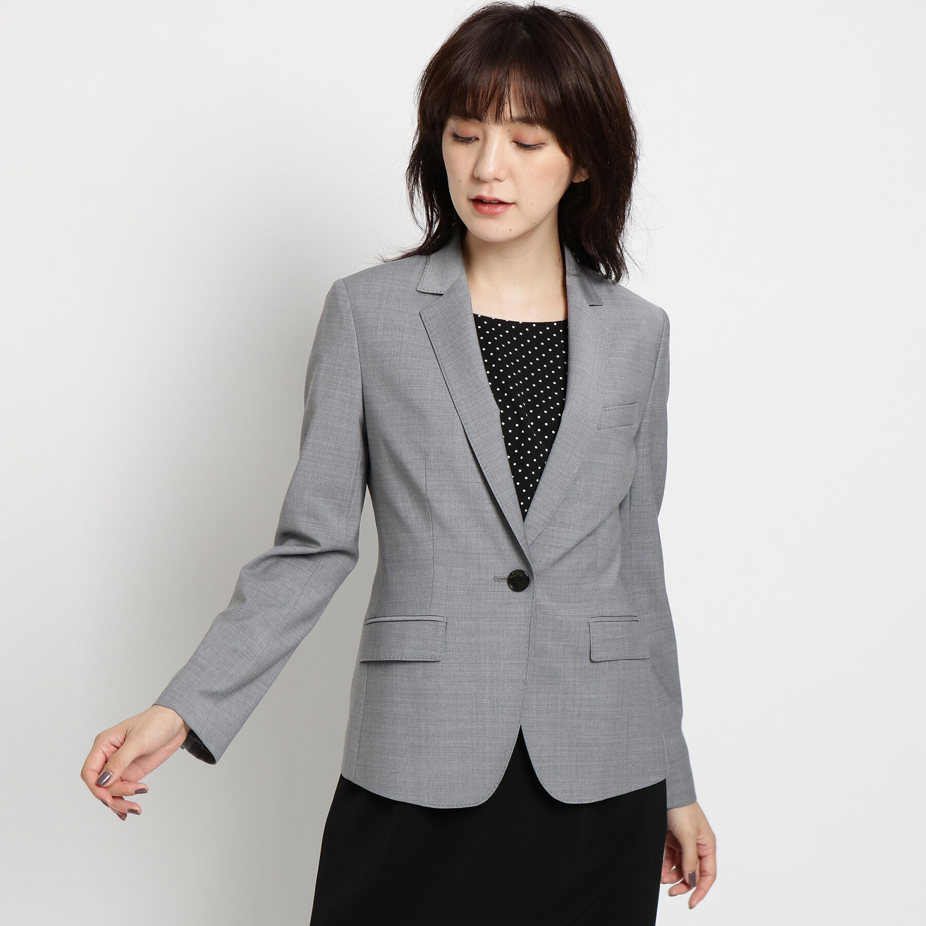 INDIVI「＜L＞ストレッチワンボタンジャケット」|スーツ|