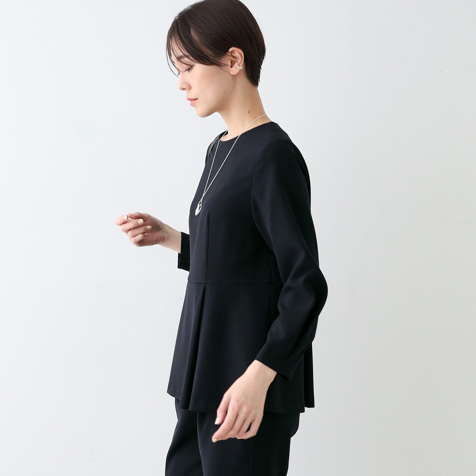 INDIVI「【洗える／SETUP可能】ペプラムブラウス」|シャツ・ブラウス|